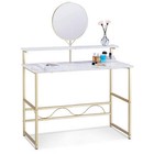 Ivinta Makeup Table With Storage Shelf  Small Vanity With Mirror For Bedroom
