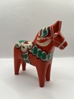 Vintage Wood Swedish Dala Horse Red Orange