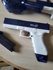 Water Battle Electric Full-auto Blaster Pistol 300rd 7-8mm White blue