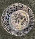 Antique German 800 Hanau Silver Openwork Bowl Repousse Cherub 