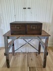 Gorgeous  Antique Globe Wood File  Cabinet 2 Drawer Card File   For 4x8 Cards 