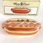 Vintage 90s Ceramic Hot Dog Condiment Holder 3 Compartment With Lid Main Street