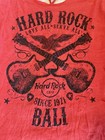 Hard Rock Cafe Bali Tee Shirt Red Women   s Xl Shredded Design Euc