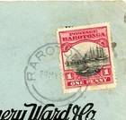 Cook Islands Sg 82 single Frank -rarotonga-24 my 29-commercial Usage-to Usa-scar