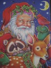 Unused Vintage Greeting Card By Lynn Mcclain Christmas Santa W  Animals  Bird