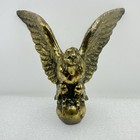 Vintage Antique Solid Cast Brass Eagle Flag Pole Finial Topper Large 5  X 6 