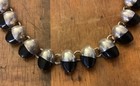 Vintage Taxco Sterling Silver Black Onyx Beaded Necklace  Tc-174 Mexico 925