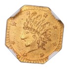 1852 California Fractional Gold  big Nose  Indian Wreath  1 Type Ngc Ms-63