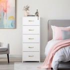 Tall Dresser Vertical Storage Tower Unit  End Table W 5 Drawers Nightstand