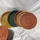 Vintage Wicker Rattan Paper Plate Holders Beige  Green  Rust  Orange   Yellow 10