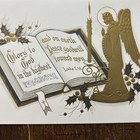 Vintage Sunshine Christmas Card Mid-century Gold And White Angel Scripture