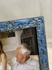 Picture Frame 4x6 Romantic Blue Enamel Metal Rhinestones Floral Ornate Photo