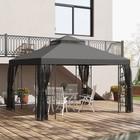 Gazebo 10  X 12  Steel Outdoor Garden Gazebo With Mesh Curtains - Gray