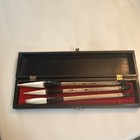 Chinese Calligraphy Brush Pen Set W  Wooden Case  Vintage
