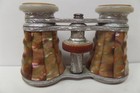 Rare Antique Knobby Brown Pearl   Etched Aluminum Opera Glass   Case