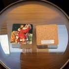 Set Of 3 Vintage Coca-cola Santa Claus Coasters Cork Backing Christmas Decor