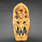 Hand Carved Wood Tiki Tribal Face Mask Wall Decor Folk Art