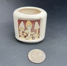 Vintage Tiny Miniature Ceramic Mushroom 2  Glazed Vase   Toothpick Holder