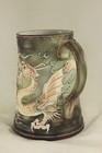 Japanese Nippon 5    Moriage Enamel Jewel Eye Dragonware Mug Stein Tankard