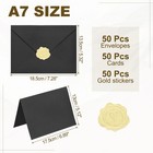 50pack Black 5x7 Envelopes  A7 Envelopes With Cards Stickers