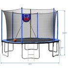 15ft Trampoline With Enclosure Net  Basketball Hoop  Ladder  Pump