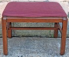 Antique Vintage Art Deco Wooden Bench Foot Stool Ottoman Stand Pink Fabric Seat