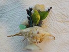 Hand Made Sea Shell Art Floral Bouquet Vintage