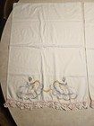 2 Vtg Hand Embroidered Southern Belle White Pillowcases Scalloped Edge 20x29 5 