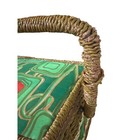 Vintage Wicker Sewing Basket Mid Century Green Geometric Craft Box Korea Read
