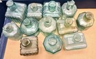 12-piece Assorted Antique vintage Glass Ink Bottles Set Circa 1870s Hs281