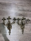 Antique Ornate French Louis Xv Rococo Gold Gilt Bronze Candle  Wall Sconces 1930