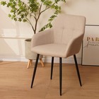 Beige Upholstered Dining Chairs Set Of 2 Comfortable Wide Seat Kitchen Chairs