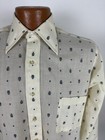 Vintage 70s Sears Shirt Men Small Crest Crown Print Long Sleeve Disco Retro Euc