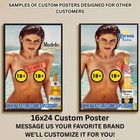 Sexy Pinup Girl Custom Alcohol Poster Any Beer Whiskey Tequila Vodka Brand   412