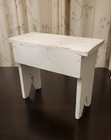 Vintage Primitive Handmade Wood Bench Stool Original White Paint