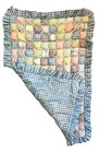 Handmade Puff Bubble Baby Crib Quilt Patchwork Blue Gingham Edge 51  X 34 