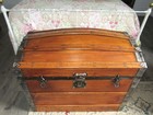 Antique Dome Top Wedding Trunk Wooden Brides Style Steamer Chest Restored C-1880