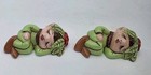 Vintage Sleeping Pixies Ceramic Figures Elf Gnome Christmas Pixie Set Of 2 2 5 
