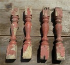 4 Rustic Red Wood Balusters Architectural Salvage Spindles Porch Trim  A16
