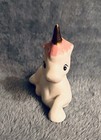 Vintage Ceramic Nanco 3  Rainbow Pastel Laying Unicorn W  Gold Horn Figurine