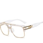 Men s Fashion Glasses Transparent Gold Frame Hip Hop Style Clear Lens Oversized
