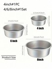    3-pc Aluminum Cake Pan Set - Non-stick  Removable Bottom  4 6 8 Inch