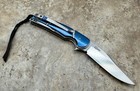 Les Voorhies Custom Model 11 Flipper Knife - S30v  Blue Anodized Titanium  Ikbs