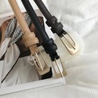Fashion Leather Thin Belt For Women Metal Buckle Waist Strap Designer