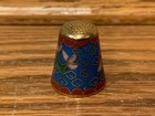 Vintage Cloisonn   Enameled Sewing Thimble Colorful Inlays Of Floral Pattern