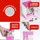 Toy Piggy Bank Safe Box Fingerprint Atm Bank Savings Bank - Pink