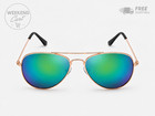 Aviator Sunglasses Blue Green Mirrored Lenses Gold Metal Frame Uv400 Retro Style