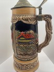 Vintage German Beer Stein 10    Lidded Rare Village Scene   Collectible Mug