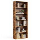 Bookshelf 6 Tier Storage Shelf Adjustable Bookcase Open Wood Magazine Organizer