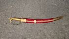 Vintage Brass Handle Lion Head Etched Sword   Velvet Scabbard Made In India